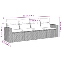 vidaXL 4-tlg. Garten-Sofagarnitur mit Kissen Hellgrau Poly Rattan