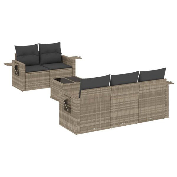 vidaXL 6-tlg. Garten-Sofagarnitur mit Kissen Hellgrau Poly Rattan