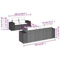 vidaXL 6-tlg. Garten-Sofagarnitur mit Kissen Hellgrau Poly Rattan