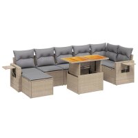 vidaXL 8-tlg. Garten-Sofagarnitur mit Kissen Beige Poly Rattan