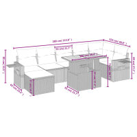 vidaXL 8-tlg. Garten-Sofagarnitur mit Kissen Beige Poly Rattan