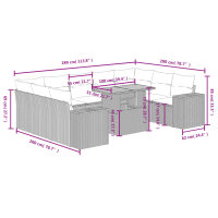 vidaXL 10-tlg. Garten-Sofagarnitur mit Kissen Beige Poly Rattan