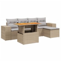 vidaXL 6-tlg. Garten-Sofagarnitur mit Kissen Beige Poly...