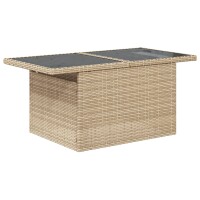 vidaXL Gartentisch mit Glasplatte Beige 100x55x73 cm Poly Rattan