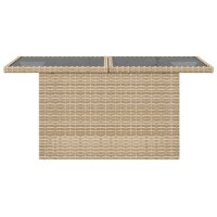 vidaXL Gartentisch mit Glasplatte Beige 100x55x73 cm Poly Rattan