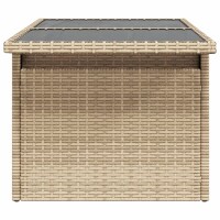 vidaXL Gartentisch mit Glasplatte Beige 100x55x73 cm Poly Rattan