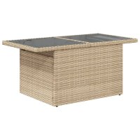 vidaXL Gartentisch mit Glasplatte Beige 100x55x73 cm Poly Rattan