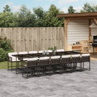 vidaXL 13-tlg. Garten-Essgruppe mit Kissen Braun Poly Rattan