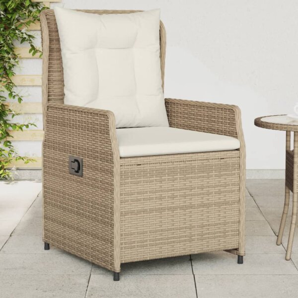 vidaXL Gartensessel 2 Stk. Verstellbar Beige Poly Rattan