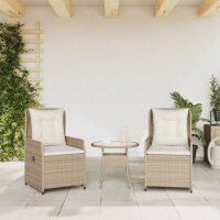 vidaXL Gartensessel 2 Stk. Verstellbar Beige Poly Rattan