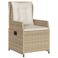 vidaXL Gartensessel 2 Stk. Verstellbar Beige Poly Rattan