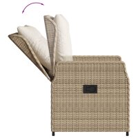 vidaXL Gartensessel 2 Stk. Verstellbar Beige Poly Rattan