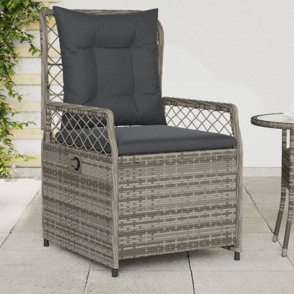 vidaXL Gartensessel 2 Stk. Verstellbar Grau Poly Rattan