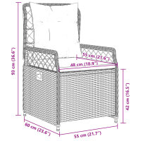 vidaXL Gartensessel 2 Stk. Verstellbar Grau Poly Rattan