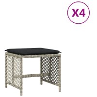 vidaXL Gartenhocker mit Kissen 4 Stk. Hellgrau 41x41x36...