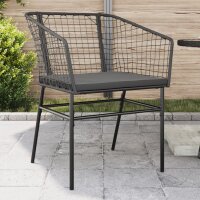 vidaXL Gartenst&uuml;hle 2 Stk. mit Kissen Schwarz Poly Rattan