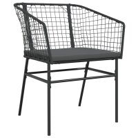 vidaXL Gartenst&uuml;hle 2 Stk. mit Kissen Schwarz Poly Rattan