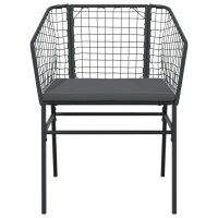 vidaXL Gartenst&uuml;hle 2 Stk. mit Kissen Schwarz Poly Rattan