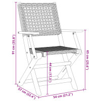 vidaXL Gartenst&uuml;hle 4 Stk. Klappbar Beige Poly Rattan &amp; Massivholz