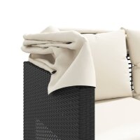 vidaXL Outdoor-Sofa 3-Sitzer mit Dach und Hockern Schwarz Poly-Rattan