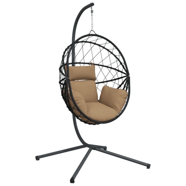 vidaXL H&auml;ngesessel Ei-Design mit St&auml;nder Taupe Rattan und Stahl