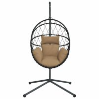 vidaXL H&auml;ngesessel Ei-Design mit St&auml;nder Taupe Rattan und Stahl