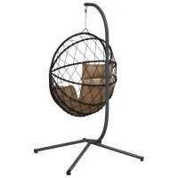 vidaXL H&auml;ngesessel Ei-Design mit St&auml;nder Taupe Rattan und Stahl