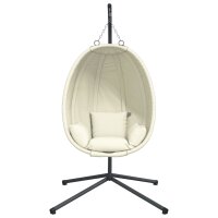 vidaXL H&auml;ngesessel Ei-Design mit St&auml;nder Beige Stoff und Stahl