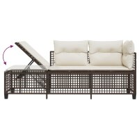 vidaXL 3-tlg. Garten-Ecksofa-Set mit Kissen Braun Poly Rattan