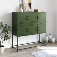 vidaXL Sideboard Olivgr&uuml;n 100,5x39x107 cm Kaltgewalzter Stahl