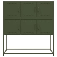 vidaXL Sideboard Olivgr&uuml;n 100,5x39x107 cm Kaltgewalzter Stahl