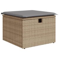 vidaXL 9-tlg. Garten-Sofagarnitur mit Kissen Beige Poly Rattan