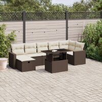 vidaXL 8-tlg. Garten-Sofagarnitur mit Kissen Braun Poly Rattan