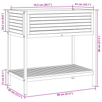 vidaXL Pflanzk&uuml;bel mit Ablage 80x45x80 cm Massivholz Akazie und Stahl