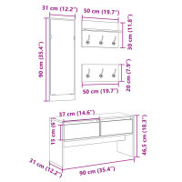 vidaXL 4-tlg. Flurm&ouml;bel-Set R&auml;uchereiche Holzwerkstoff