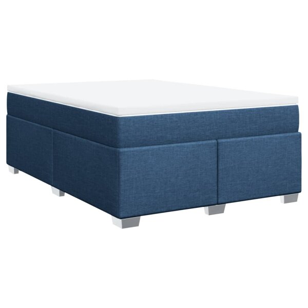 vidaXL Boxspringbett mit Matratze Blau 140x200 cm Stoff