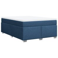 vidaXL Boxspringbett mit Matratze Blau 140x200 cm Stoff