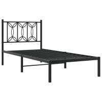 vidaXL Bettgestell mit Kopfteil Metall Schwarz 90x190 cm