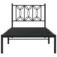 vidaXL Bettgestell mit Kopfteil Metall Schwarz 90x190 cm