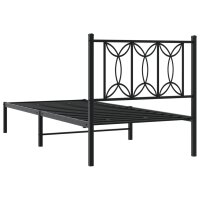 vidaXL Bettgestell mit Kopfteil Metall Schwarz 90x190 cm