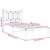 vidaXL Bettgestell mit Kopfteil Metall Schwarz 90x190 cm