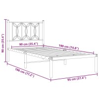 vidaXL Bettgestell mit Kopfteil Metall Wei&szlig; 90x190 cm