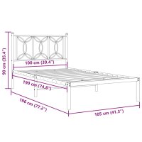 vidaXL Bettgestell mit Kopfteil Metall Schwarz 100x190 cm