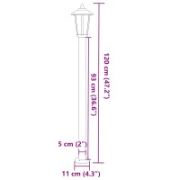 vidaXL Wegeleuchten 3 Stk. Schwarz 120 cm Edelstahl