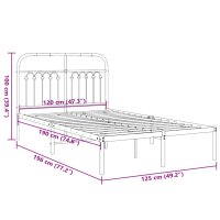 vidaXL Bettgestell mit Kopfteil Metall Schwarz 120x190 cm