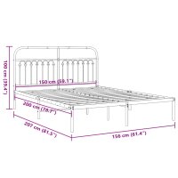 vidaXL Bettgestell mit Kopfteil Metall Wei&szlig; 150x200 cm