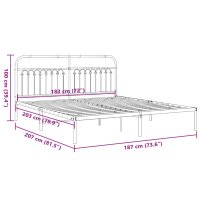 vidaXL Bettgestell mit Kopfteil Metall Wei&szlig; 183x203 cm