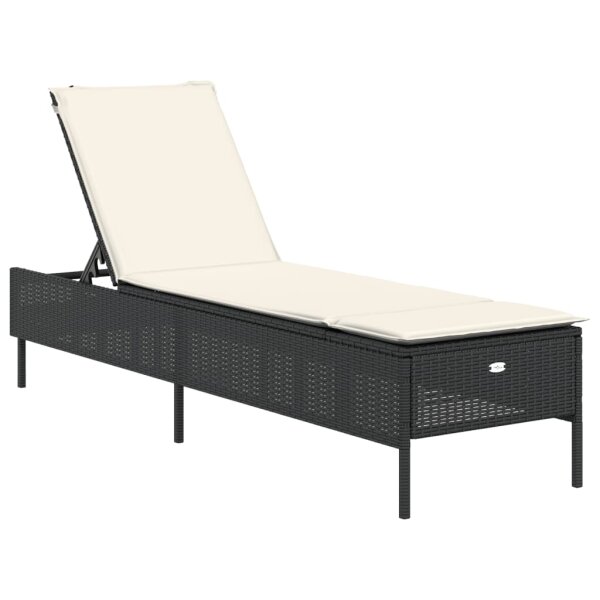 vidaXL Sonnenliege mit Auflage Schwarz Poly-Rattan