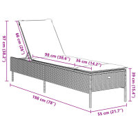 vidaXL Sonnenliege mit Auflage Schwarz Poly-Rattan