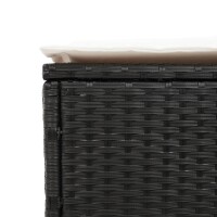 vidaXL Sonnenliege mit Auflage Schwarz Poly-Rattan